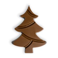Kersttablet in kerstboomvorm van melkchocolade