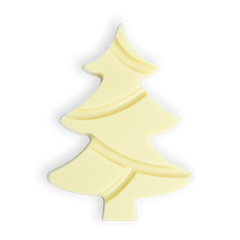 Kersttablet in kerstboomvorm van witte chocolade