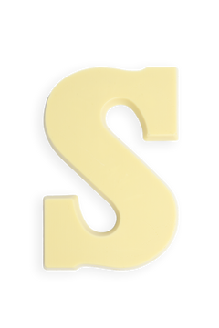 Chocoladeletter van witte chocolade