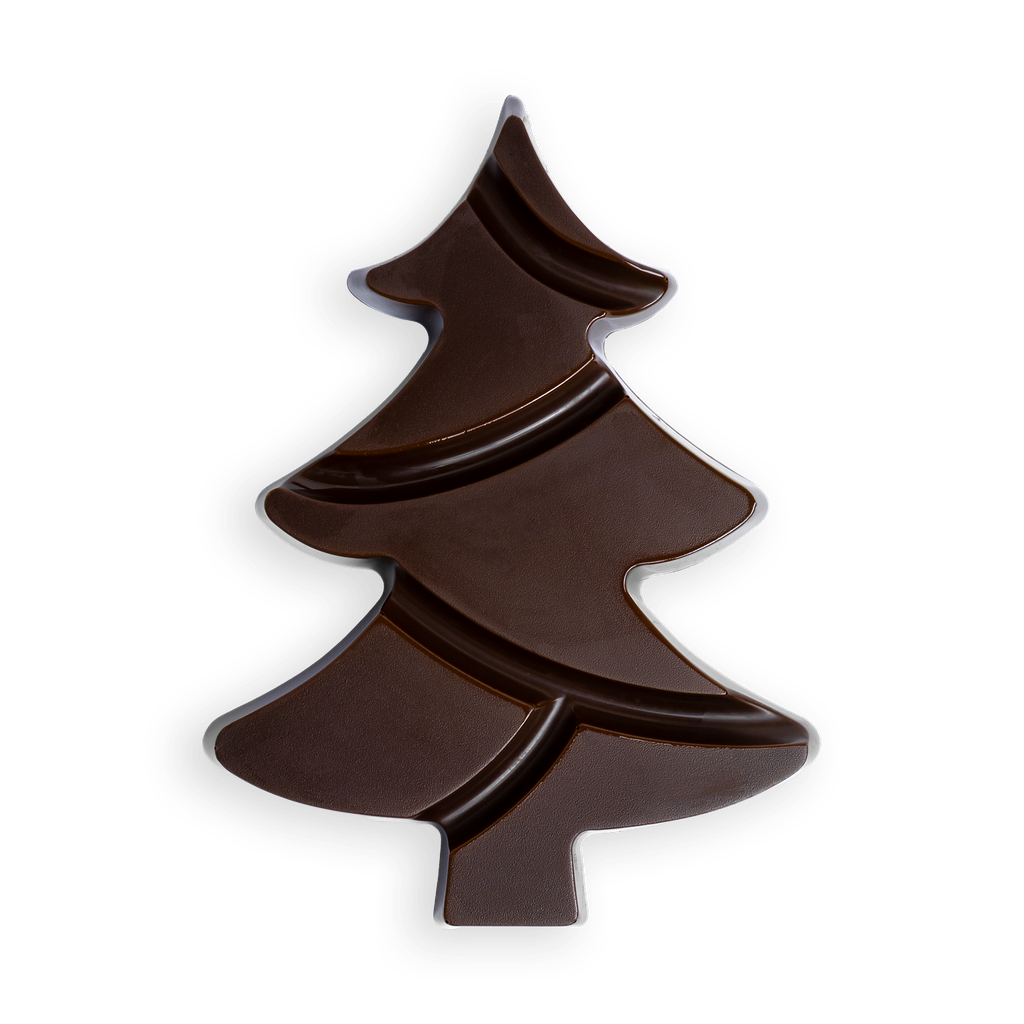 Kersttablet in kerstboomvorm van pure chocolade